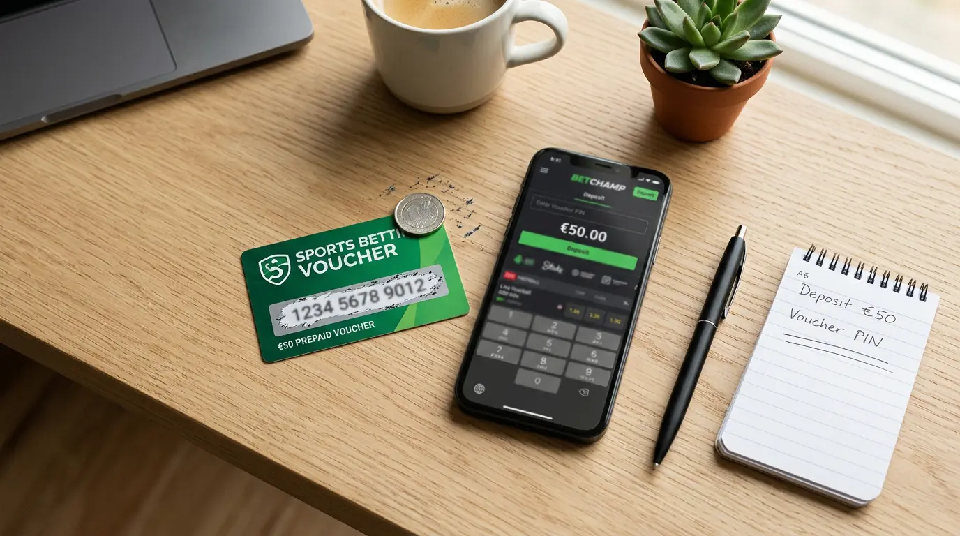 Paysafecard-kupong med 16-sifret PIN-kode klar for innskudd hos bookmaker